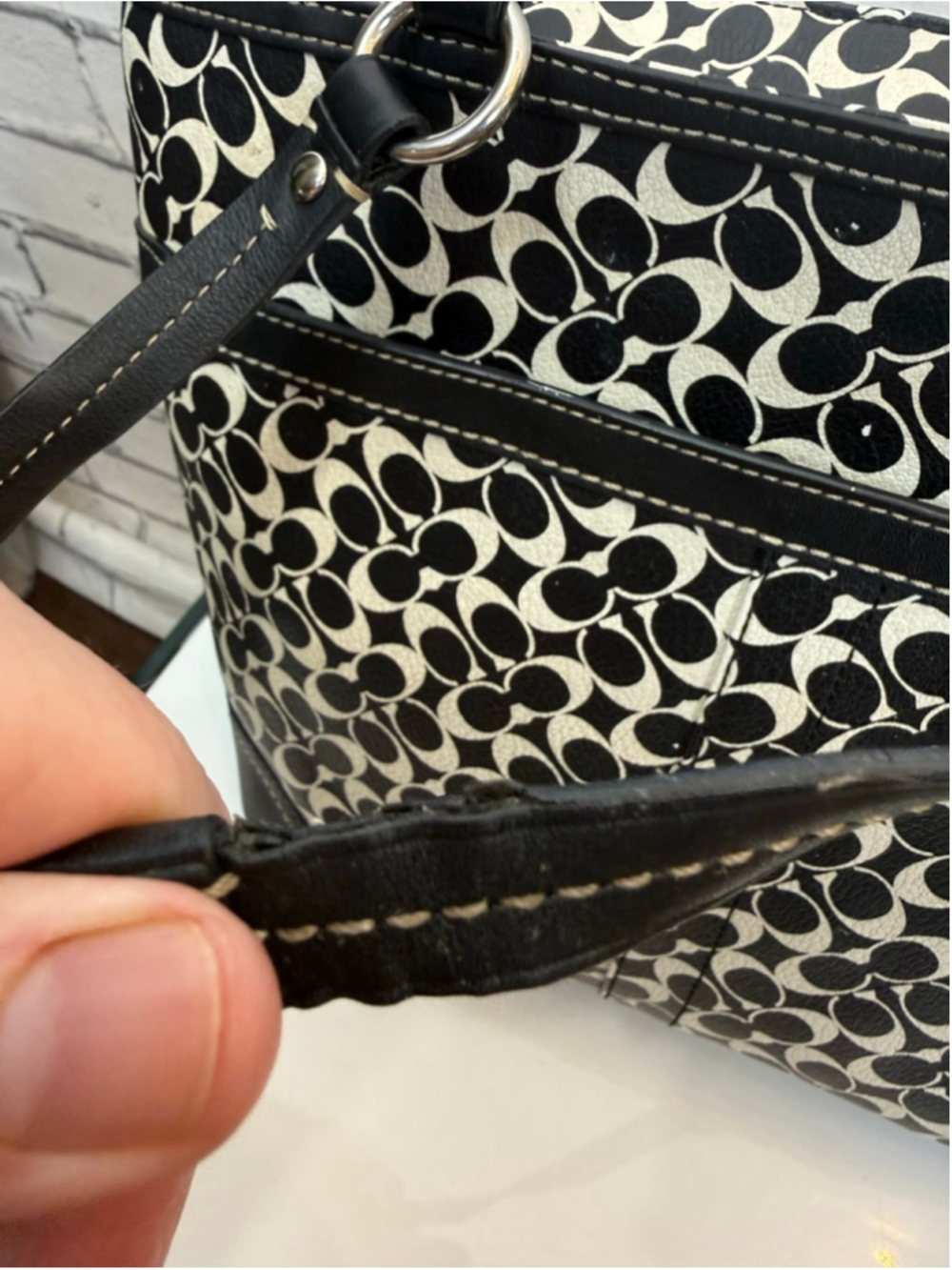 Women's Coach Chelsea Heritage Black and White Signature C Tote Bag - Picture 12 of 16